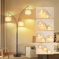 thumbnail image 5 of OUTON 3 Light Floor Lamp,  80" Mordern Standing Lamp with Linen Lamp Shade, Arc Floor Lamp for Living Room, Bedroom, Office, 3 Bulbs Includes(Brown)), 5 of 7