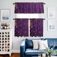 thumbnail image 2 of Purple Starry Sky Star Kitchen Curtains Sets for Windows 36 Inch Length, Vintage Stars Yellow Rod Pocket Window Treatments Tier Curtains and Valances Set for Bedroom/Bathroom, 2 of 8