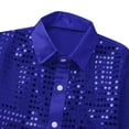 thumbnail image 5 of TiaoBug Kids Boys Sequin Shirt Jacket and Hat Bowtie Necktie Hip Hop Jazz Dance Disco Costume Blue 4-5, 5 of 7