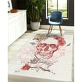 thumbnail image 4 of Grunge Decorative Rug, Skull and Flowers Day of the Dead Mexican Traditional Celebration Symbolic Art, Quality Carpet for Bedroom Dorm and Living Room, 6 Sizes, Coral Cream, by Ambesonne, 4 of 4