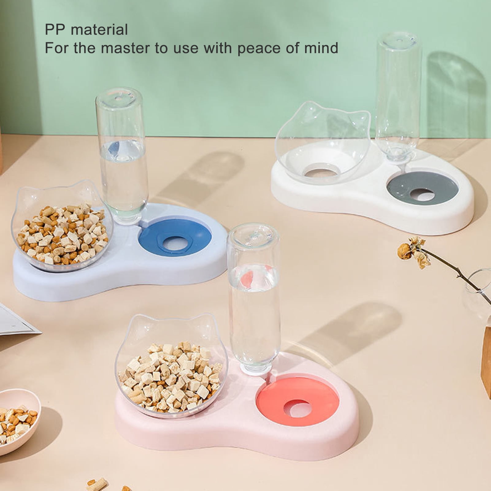 DOPI Pet Bowl Dry Wet Use Automatic Lightweight Cat Water Dispenser Food Container Feeder for Home Use