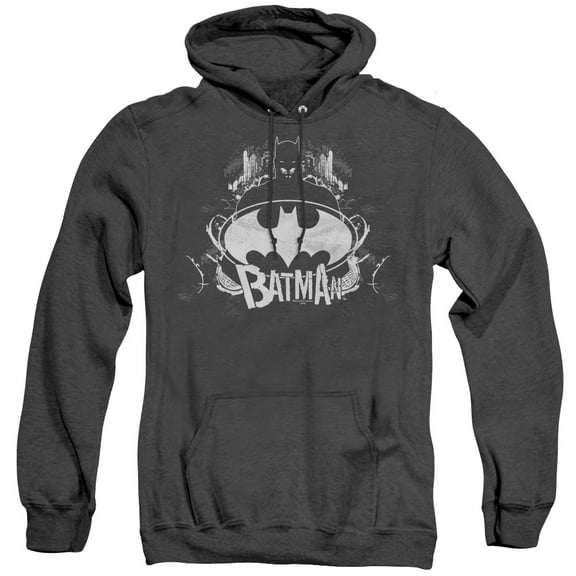 Batman Grim & Gritty Adult Heather Hoodie Sweatshirt Black