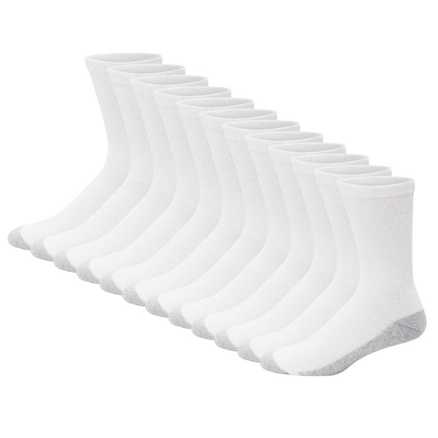 Medias Hanes Double Tough 12 Pares Altas Blanco/Gris Talle 6-12