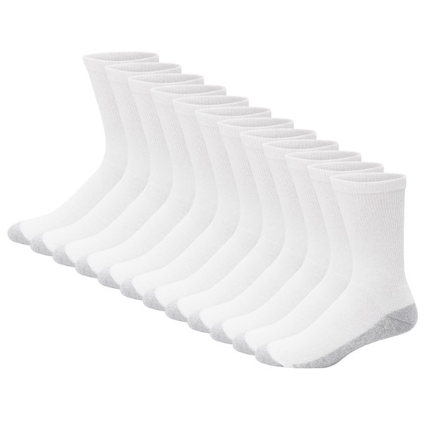 Medias Hanes Double Tough 12 Pares Altas Blanco/Gris Talle 6-12