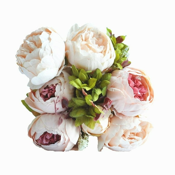 Shine-Co Artificial Peony Silk Flowers Bouquet Glorious Moral for Home Office Decoration and Weddings(Light Pink)