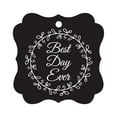 thumbnail image 1 of Darling Souvenir Custom Best Day Ever Wedding Party Tags Leaf Wreath Hang Tags-Black-50 Tags, 1 of 1