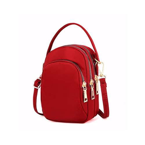 Women's Waterproof PU Crossbody Phone Bag - Small Messenger Purse For Travel, Shopping, Dating (Red) - View #4