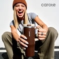 thumbnail image 3 of Carote Insulated Stainless Steel Tumbler with Handle and Lid, Leakproof Double Wall Vacuum Travel Mug, Reusable Cup for Hot & Cold Drinks, Brown, 32oz, 3 of 5