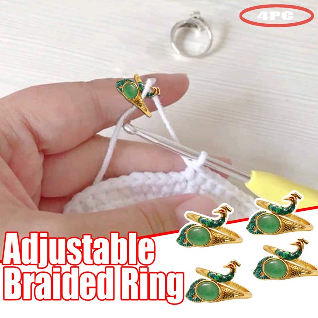 Fasiaou Adjustable Knitting Crochet Loop Ring Crochet Ring for Finger Yarn Tension Rings Easy Crocheting Hand Knitting Supplies for Crochet Work for Women