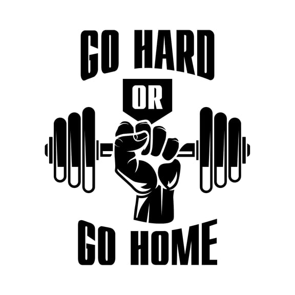 Go Hard Or Go Home Gym Fitness Exercise Strong Quote Vinyl Design Wall Art Sticker Designs Vinyl Stickers For Home House Walls Rooms Windows Bedroom Decoration Size (20x20 inch)