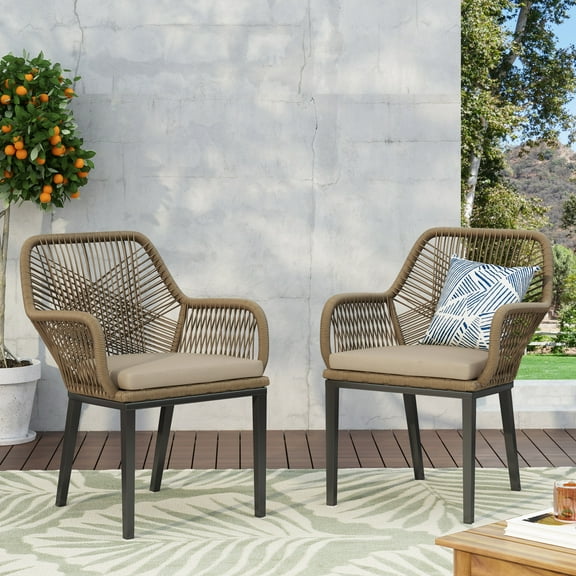 Christopher Knight Home Russel Outdoor Wicker Dining Chair with Cushion (Set of 2) by  - 23.50" L x 26.25" W x 32.00" H