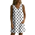 thumbnail image 6 of QUNYINEY A Line Womens Sun Dresses Beach Mini Sleeveless Polka Dot Tank Dress with Pockets V Neck Casual Vacation Loose Fit Dresses, 6 of 6