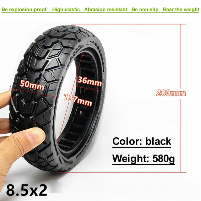 MYG for 8.5 Inch Hollow Solid Tire for M365/Pro2 Electric Scooter, 8 1/2x2 Off-Road Replacement Wheel, Wear-Resistant Rubber, Enhanced Grip, High Load Capacity, Black