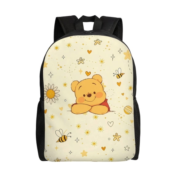 Lightweight Backpack, Yellow Bear Aesthetic Oxford Daypack for Daily Travel and Picnic