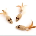 thumbnail image 1 of FNNMNNR 3pcs Interactive Cat Toy Mice with Crinkle Hemp Rope & Chicken Feathers - Ideal for Small Breeds, 1 of 6