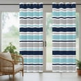 thumbnail image 5 of Outdoor Curtains for Patio Waterproof, Grey Blue Striped Outdoor Privacy Panels Grommet, Farmhouse Stripes Abstract Art Navy Blue Blackout Outside Curtains for Porch/Cabana 54"x95", 2 Panels, 5 of 8