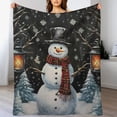 thumbnail image 3 of JEUXUS  Snowman Snowflake Throw Blanket Christmas Decoration Reindeers, , Plush, Warm, Cozy Reversible Holiday Blanket, 3 of 6