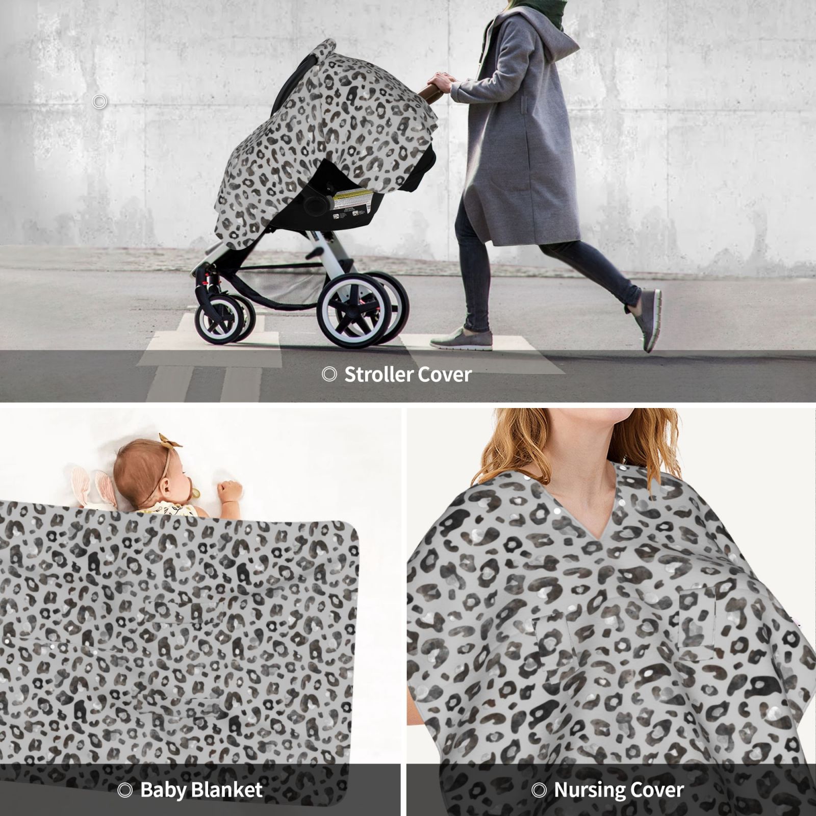 Car Seat Cover Baby - Wild Animal Leopard Print Breathable Infant Car Seat Cover for Baby Carseat, Lightweight Comfort Baby Essentials Must Haves Newborn Stuff for Girl Boy