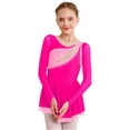 thumbnail image 2 of CHICTRY Kids Girls Dance Dress Rhinestones Rhythmic Gymnastics Leotard Long Sleeve Skating Lyrical Dancewear Hot Pink 14, 2 of 7
