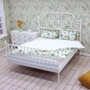 ROZYARD Vintage Iron Bed For 1/12 Scale Dollhouses Decoration Miniature Furniture Model