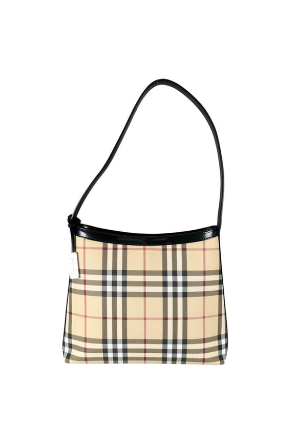 Pre-Owned BURBERRY Burberry Shoulder Bag Leather Black Women's Nova Check