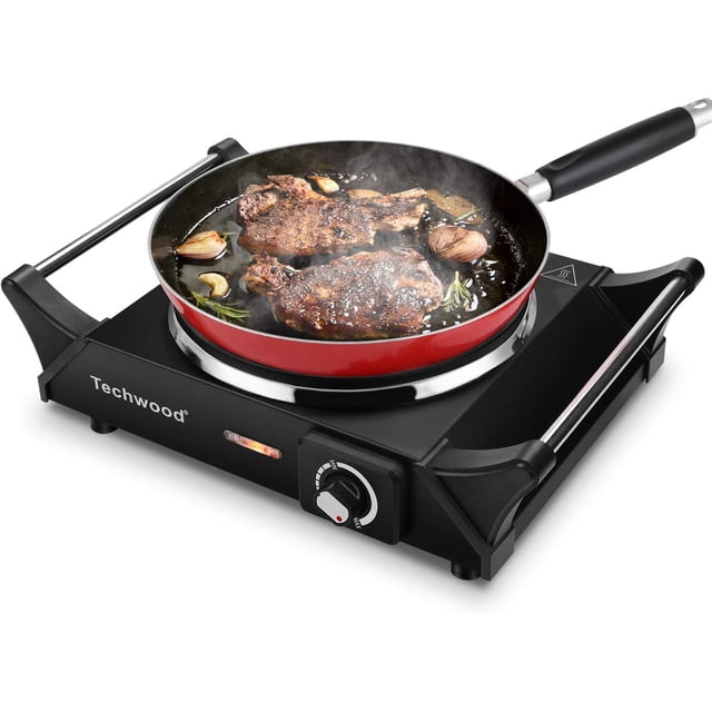 Hot Plate W Portable Electric Stove for Cooking Countertop Dual Burner with Adjustable Temperature & Stay Cool Handle .\uD Cooktop for Home/RV/Camp Compatible for All Cookwar