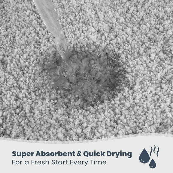 Bathroom Rug Non-Slip Machine Washable 30" x 60", Super Absorbent and Quick Dry Shaggy Microfiber Bath Mat, Extra Soft and Plush Bath Rug for Bathtub, Shower and Sink, Light Grey