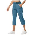 thumbnail image 3 of UJNDER Women's Wide Leg Pants Fashion Drawstring Elastic Work Pants Comfy Straight Leg with Pockets Blue XXXL, 3 of 9