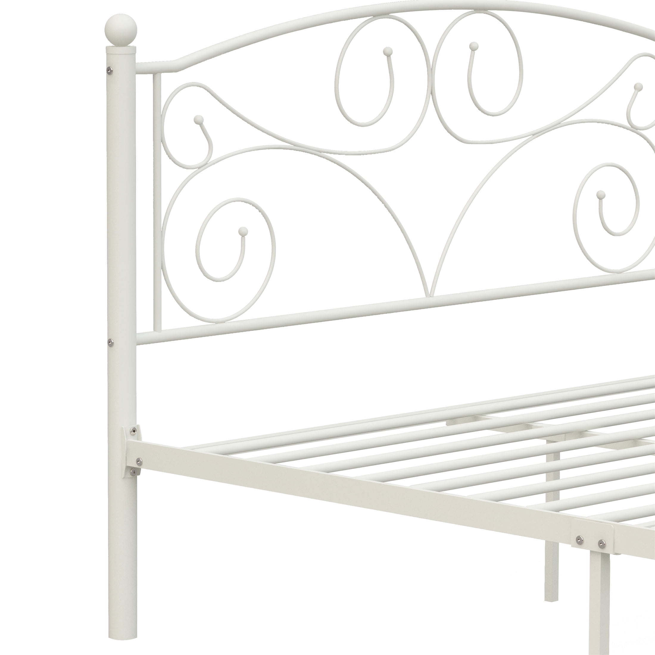 Aukfa Full Size Bed Frame, Metal Platform Bed with Headboard and Footboard, White