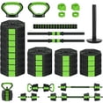 thumbnail image 2 of JoanKaren Octagonal Adjustable Dumbbell Set,88lbs 4-in-1 Free Weights Dumbbells Set Used as Barbell with Anti-Slip Handle,Black and Green, 2 of 8