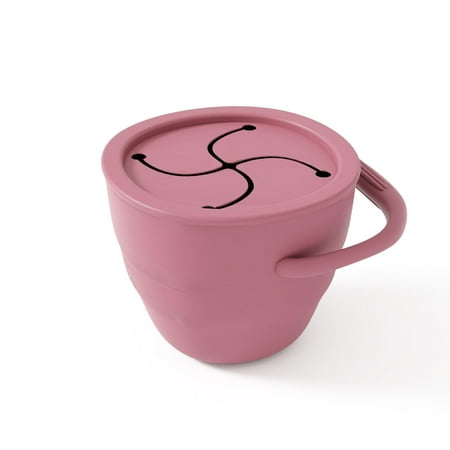 Muqee Peeko Foldable Snack Cup for Infants Baby Food Storage Container, Rurkish Pink
