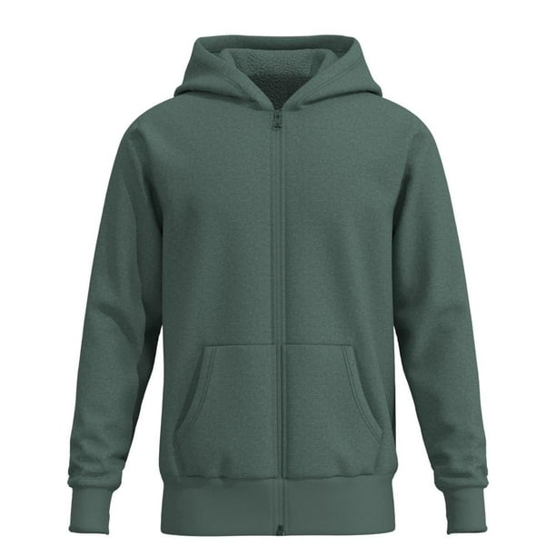 Sudadera Simply Basic Talla G con Capucha y Forro de Borrega Militar