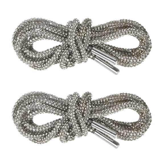 Uxcell 1-Par de Cordones de Rhinestone 63" Cuerdas de Cristal para Zapatillas Gris oscuro