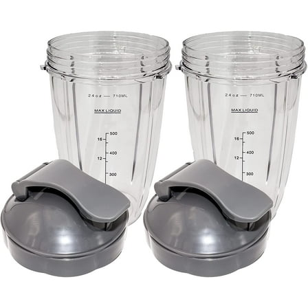 Blendin Flip Top To Go Lip Lid with 24oz Tall Cup,Compatible with Nutribullet (2 Pack)
