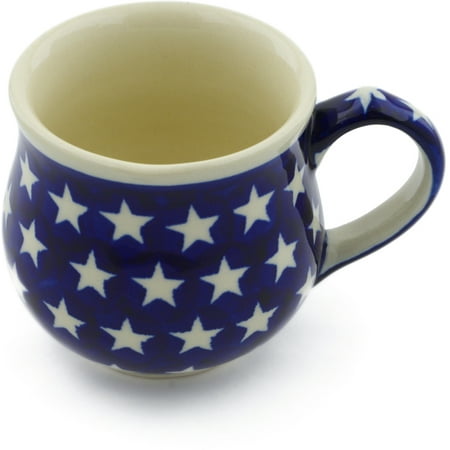 Beautiful Pottery Mugs Polish Pottery Small Bubble Mug (America The Beautiful Theme) Hand Painted in Boleslawiec, Poland + Certificate of Authenticity ()
