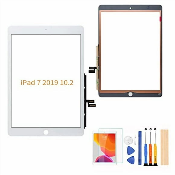 A-MIND pour iPad 7 iPad 2019 10.2 Pouces A2197 A2198 A2200 Remplacement d'Écran Tactile? LCD Non Inclus, Sans Instructions? Remplacement de Panneau avant en Verre? avec Kits d'Outils Gratuits et Protecteur d'Écran (Blanc)