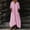 Pink, variant on Zorckvet Womens Linen Dresses Cotton Trendy Crewneck Loose Plus Size Fashion Dress for Women Short Sleeve