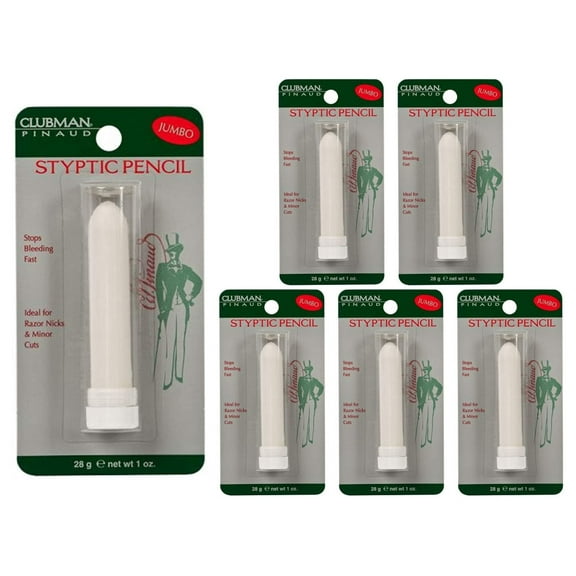 Clubman Jumbo Styptic Pencil, Treat and Seal Shaving Cuts Instantly, Anti-hemorrhaging Stick, First Aid, White, 1 oz - 6  Pack