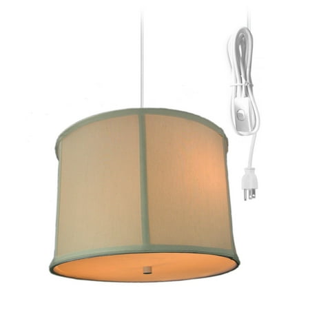 Two Light Drum - Home Concept 2 Light Swag Plug-In Pendant with Diffuser - Light Oatmeal Drum