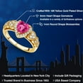 thumbnail image 2 of Gem Stone King 18K Yellow Gold Plated Silver Pink Mystic Topaz and White Moissanite Halo Ring for Women | 1.13 Cttw | Heart Shape 6MM | Gemstone November Birthstone | Size 8, 2 of 6