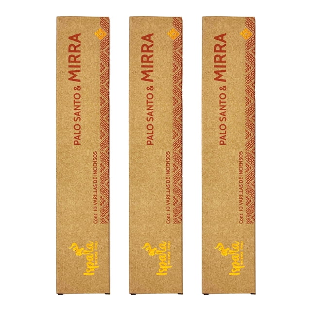 Incienso Aromático Artesanal Palo Santo y Mirra Amor 100% Vegano para Hogar, Oficina y Meditación 3 PACK