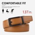 thumbnail image 3 of Sendefn Men's Leather Belt Automatic Ratchet Buckle Slide Belt for Dress Casual Trim to Fit with Gift Box, 3 of 6