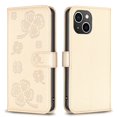 thumbnail image 3 of SaniMore for iPhone 15 Wallet Case, PU Leather Embossed Flower Adjustable Stand Card Slots Cash Pocket Business Shell Styllish Full Protective Shockproof Anti-drop TPU Inner Retro Design, Gold, 3 of 11