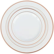 Exquisite 200 Ct. Rose Gold Line - Wedding Kit Disposable Plastic Plates and Cutlery Set - Service for 40