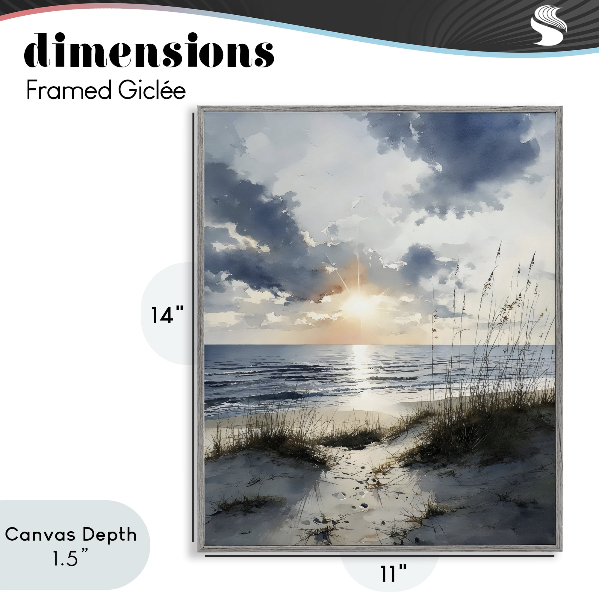 Stupell Industries Ocean Sunrise over Sandy Dunes Gray Framed Giclee Art, design by Franklyn Gregory