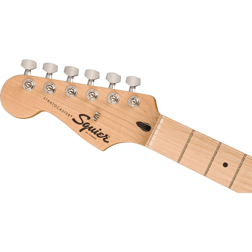 Squier Sonic Stratocaster Electric Guitar Black, Maple Fingerboard, White Pickguard, Left-Handed