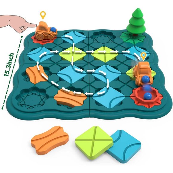 OUSITAID Kids Toys STEM Board Games - Smart Logical Road Builder Brain Teasers Puzzles for 3 to 4 5 6 7 Year Old Boys Girls