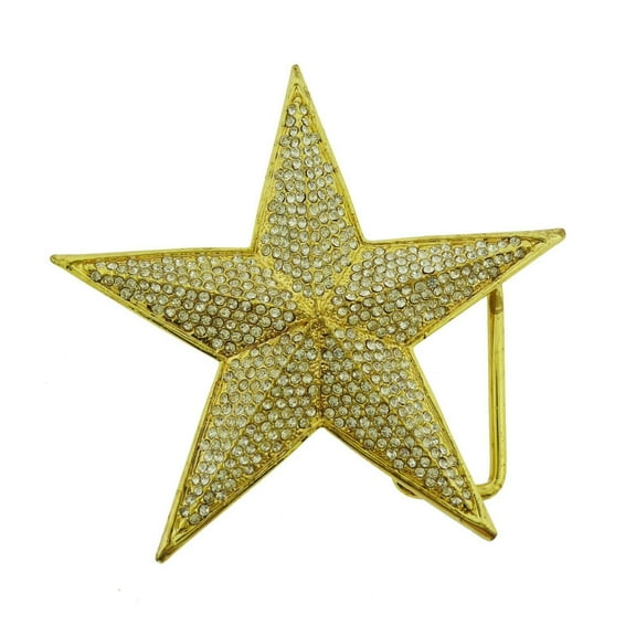 Star Nautical Belt Buckle Rhinestones Gold Cowgirl Rodeo Costume