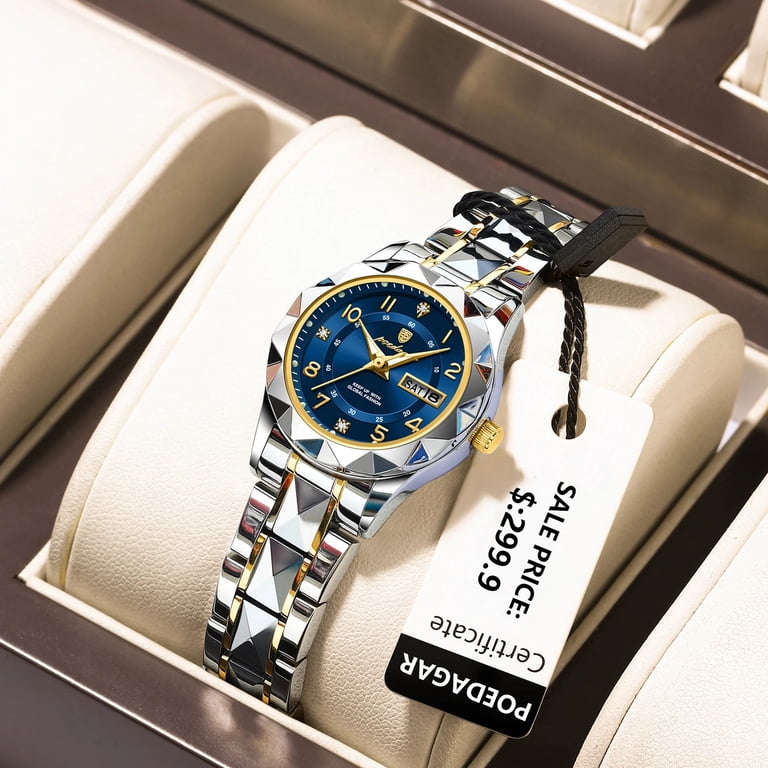 Luxury Day Date Watch Stainless Steel Strap Water Resistant Luminous Women\'s Luxury Stainless Steel Waterproof Woman Watch Luminous Date  main image 4