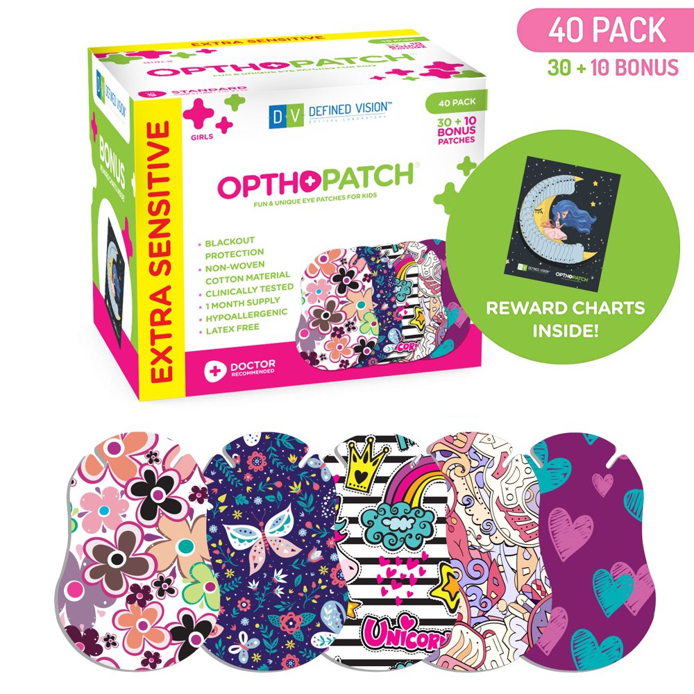 Childrens Extra Sensitive Adhesive Eye Patch Girls 40 Pack Series II